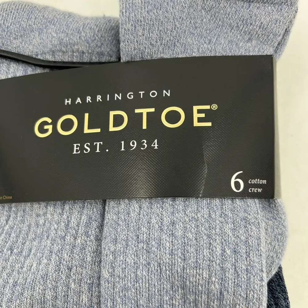 Harrington Gold Toe Socks Mens 6-12.5 Cotton Crew Knitted Stretch Comfort 5-Pack